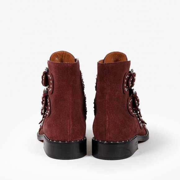 Givenchy Elegant Burgundy Suede Studded Boots - Picture 3 of 9